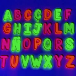 Alfabeto letras mayúsculas rellenables fluorescentes 5 cm (28) - Sumando Momentos
