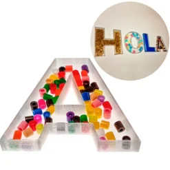 Alfabeto letras mayúsculas rellenables translúcidas 7 cm (27) - Sumando Momentos