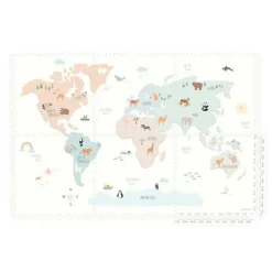 Alfombra de juegos de espuma puzle mundo y animales 1,8 x 1,2 metros - Play&go