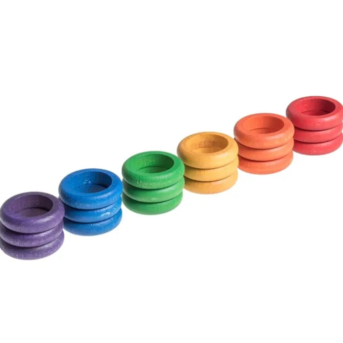 Anillas de madera colores arcoíris (18) - Grapat