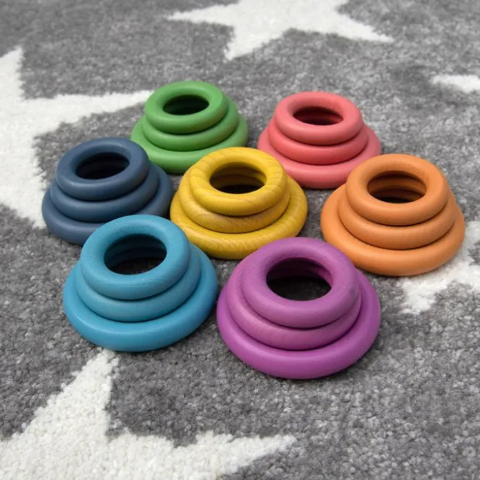 Anillas de madera colores arcoíris (21) - TickiT