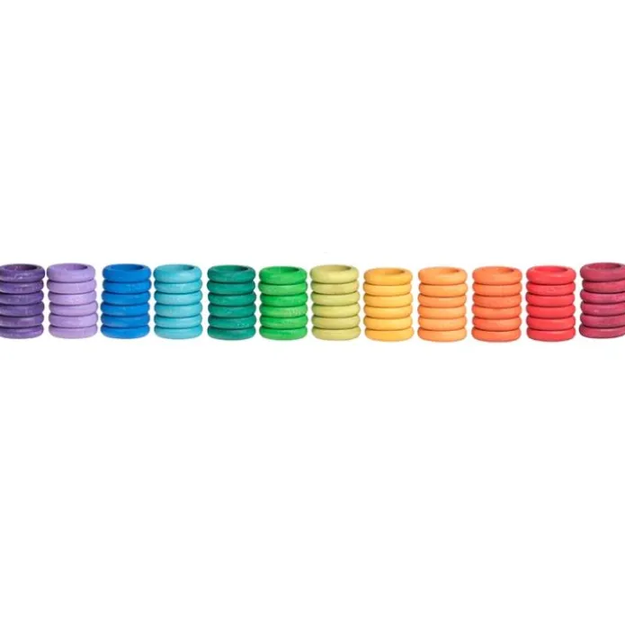 Anillas de madera colores arcoíris y pastel (72) - Grapat