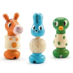 Animales de madera atornillados gato, burro y pájaro (3) - Djeco