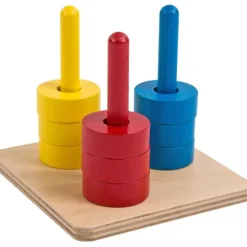 Apilable guía vertical 3 colores de madera - Montessori
