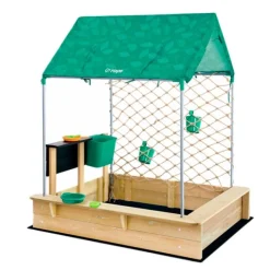 Arenero de madera con cabaña y accesorios - Hape