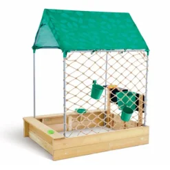 Arenero de madera con cabaña y accesorios - Hape