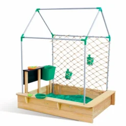 Arenero de madera con cabaña y accesorios - Hape