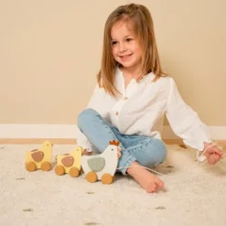 Arrastre de madera gallina y pollitos - Little Dutch