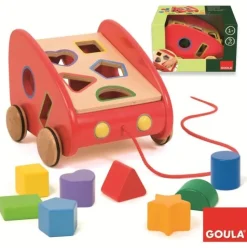 Arrastre y encajable de madera Coche rojo - Goula