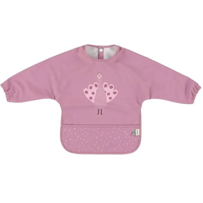 Babero impermeable manga larga lila pavo real - Trixie