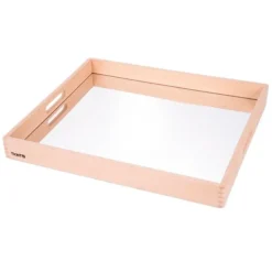 Bandeja de madera con espejo para explorar y asas 50 cm - Tickit
