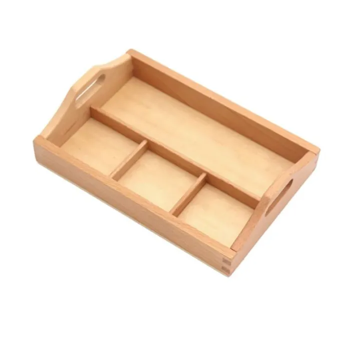 Bandeja de madera para clasificar 4 compartimentos 20 cm - Montessori