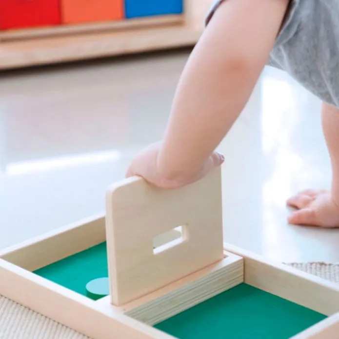 Bandeja de permanencia de madera con disco - Montessori