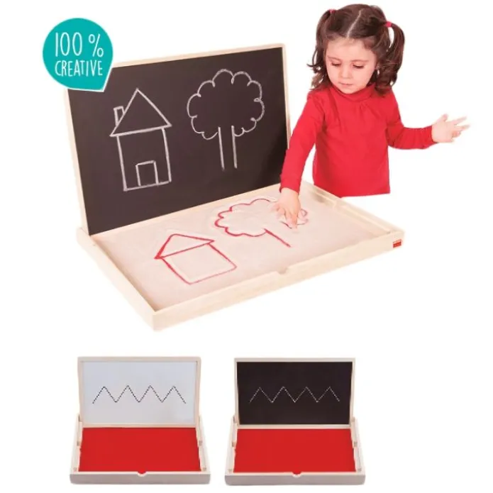 Bandeja y pizarra de madera multisensorial de preescritura XL - Akros