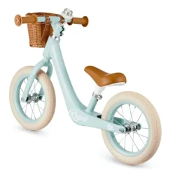 Bicicleta de equilibrio sin pedales Rapid 2 azul pastel con cesta - Kinderkraft