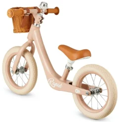 Bicicleta de equilibrio sin pedales Rapid 2 rosa pastel con cesta - Kinderkraft