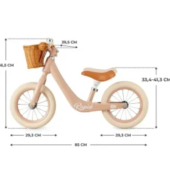 Bicicleta de equilibrio sin pedales Rapid 2 rosa pastel con cesta - Kinderkraft