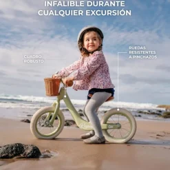 Bicicleta de equilibrio sin pedales Rapid 2 verde pastel con cesta - Kinderkraft