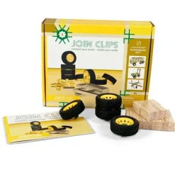 Bloques de construcción de madera (30), ruedas (8) y conectores (8) compatibles con KAPLA - Join Clips