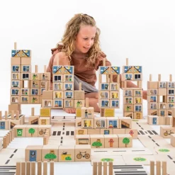 Bloques de madera City (324) - Just Blocks + REGALO manta-saco