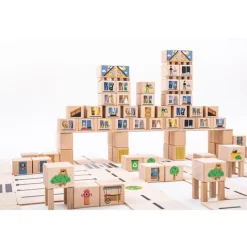Bloques de madera City (160) - Just Blocks + REGALO manta-saco