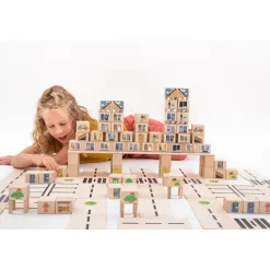 Bloques de madera City (160) - Just Blocks + REGALO manta-saco