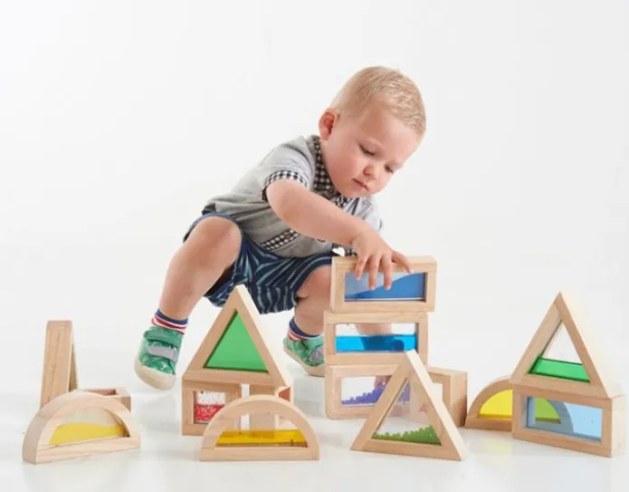 Bloques de madera de colores sensoriales (16) - TickiT