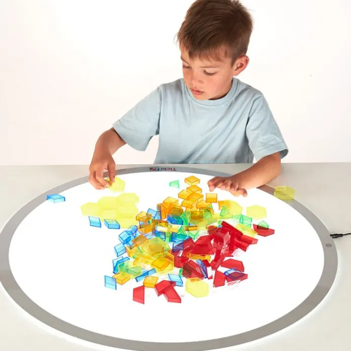 Bloques geométricos de colores translúcidos (180) - TickiT