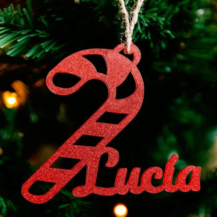 Bola para árbol de Navidad personalizada - Bastón de caramelo