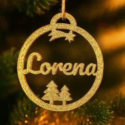 Bola para árbol de Navidad personalizada - Estrella fugaz y árboles