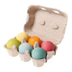 Bolas de madera colores pastel en huevera (6) - Grimm's