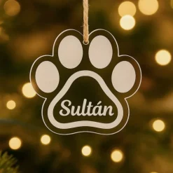 Bola transparente para árbol de Navidad personalizada - Huella de mascota
