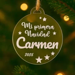 Bola transparente para árbol de Navidad personalizada - Mi primera Navidad