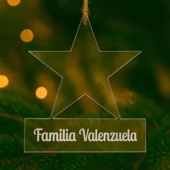 Bola transparente para árbol de Navidad personalizada - Texto Estrella