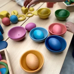 Boles de madera de colores 9 cm (7) - TickiT