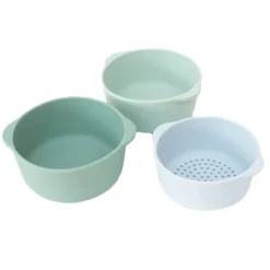 Boles y colador de silicona verde y azul para bandeja Play Tray (3) - Inspire My Play