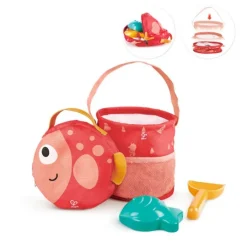 Bolsa de playa con cubo plegable, pala y molde - Hape
