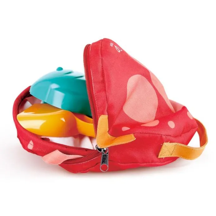 Bolsa de playa con cubo plegable, pala y molde - Hape