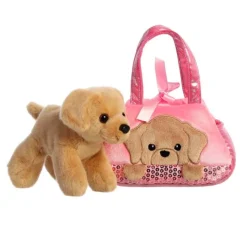 Bolso rosa con peluche perro Labrador - Fancy Pals