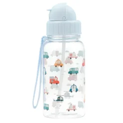 Botella de tritán con pajita Vehículos City Cars 500 ml - Tutete