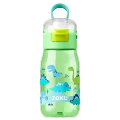 Botella Flip Gulp tritán (sin BPA) verde dinosaurios 475 ml - Zoku