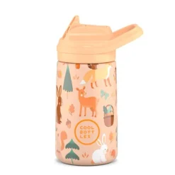 Botella térmica de acero inoxidable pajita bebé Woodland Buddies 350 ml - Cool Bottles