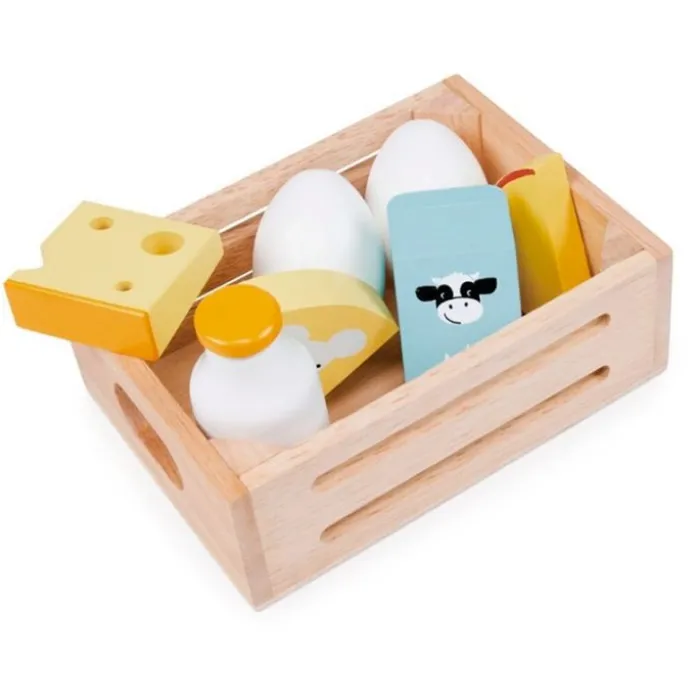 Caja con 7 lácteos y huevos de madera - Mentari