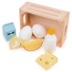 Caja con 7 lácteos y huevos de madera - Mentari