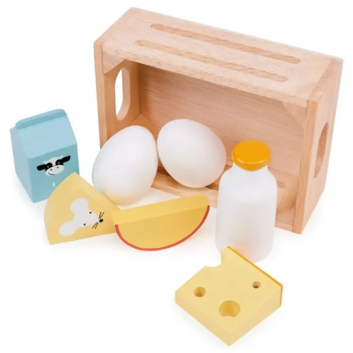 Caja con 7 lácteos y huevos de madera - Mentari