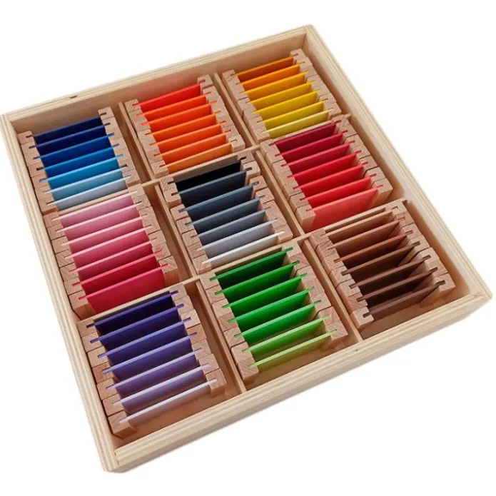 Caja de color III con 63 tablas de colores de madera - Montessori