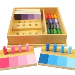 Caja de madera con tablas y fichas - Montessori