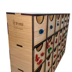 Caja de madera para clasificar sonidos Montessori mayúsculas - R-cre@