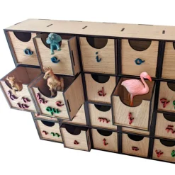 Caja de madera para clasificar sonidos Montessori mayúsculas - R-cre@