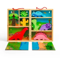 Caja escenario de madera dinosaurios - Bigjigs
